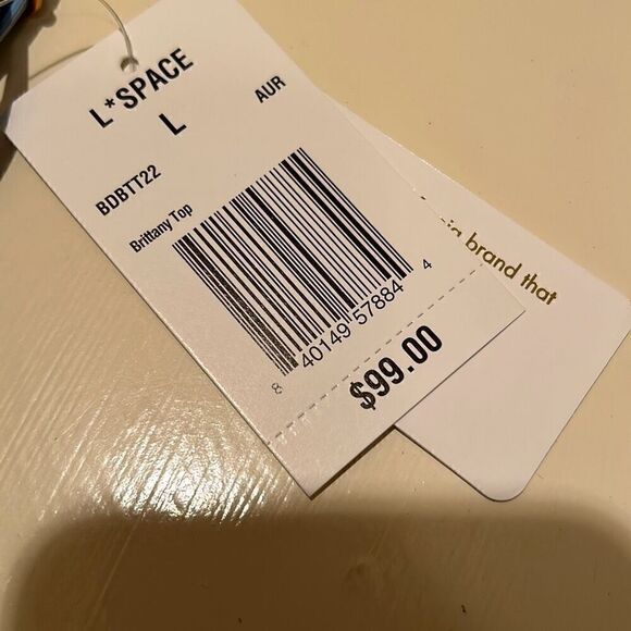 L*Space Women’s L Brittany Triangle String Bikini Top Light Blue Beaded Flowers - Picture 6 of 6